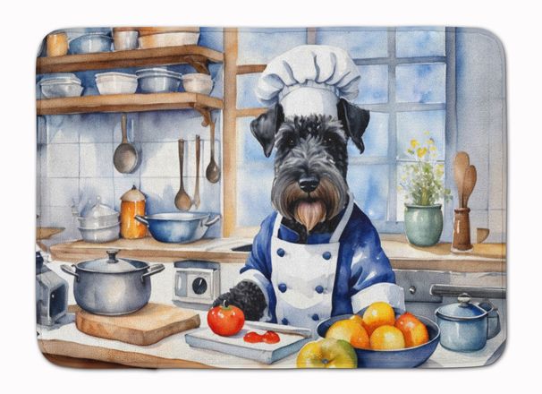 Kerry Blue Terrier The Chef Memory Foam Kitchen Mat Machine Washable Anti-Fatigue Mat Cushion Comfort Bath Mat Or Kitchen Rug_maomaolike.com