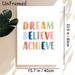 Dream Believe Achieve Motivational Painting Poster, Pastel Watercolor Typography Poster, Inspiring Uplifting Message Ideal For Home Office, Living_maomaolike.com
