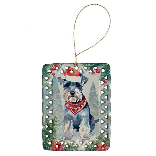 Schnauzer Christmas Porcelain Ornament Christmas Tree Hanging Decorations For Home Christmas Holiday, Rectangle, Gift, Multicolor_maomaolike.com