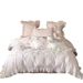French Princess Style Pure Lace Four-Piece Set Washed Cotton Floral Duvet Cover Bed Sheet Girly Bedding_maomaolike.com