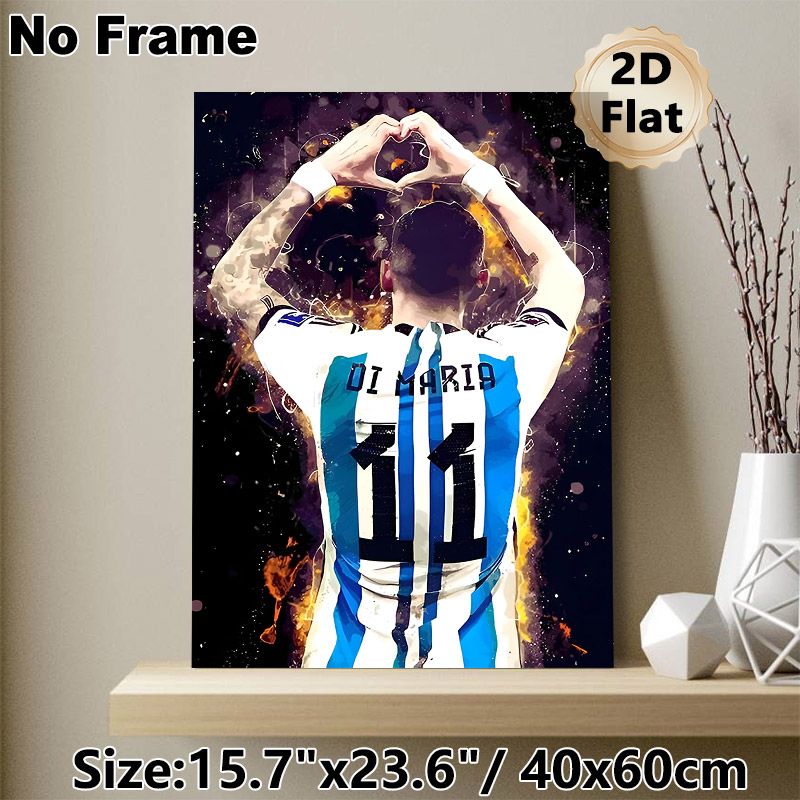 Football Player Di Maria Painting Poster, Vibrant Splatter-style Soccer Athlete Poster, Eye-catching Sports-themed Decor Ideal For Bedroom, Game Room_maomaolike.com
