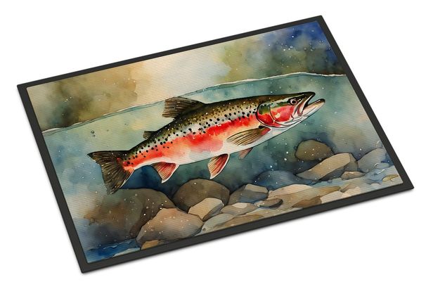 Trout Doormat Front Door Mat Indoor Outdoor Rugs For Entryway, Non Slip Washable Low Pile, 24H X 36W_maomaolike.com