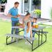 Indoor And Outdoor Folding Picnic Table Bench Set With Wood-like Texture_maomaolike.com