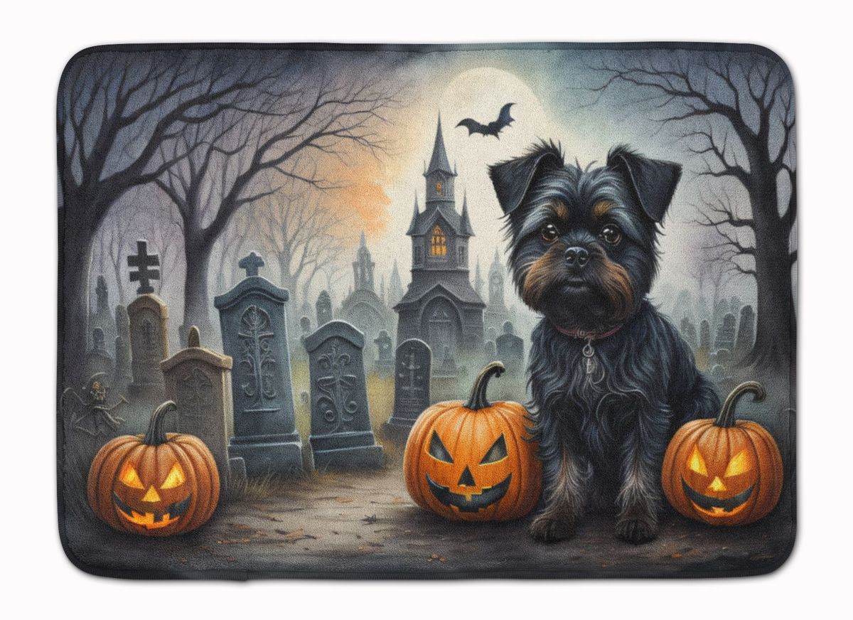 Affenpinscher Spooky Halloween Memory Foam Kitchen Mat Machine Washable Anti-Fatigue Mat Cushion Comfort Bath Mat Or Kitchen Rug_maomaolike.com