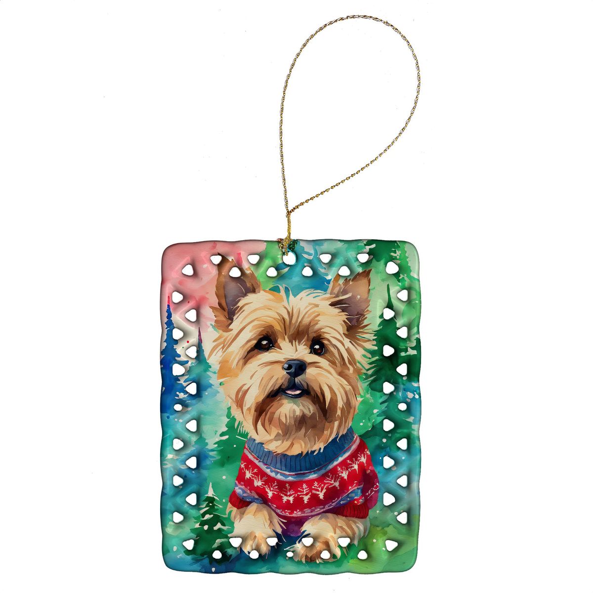 Yorkshire Terrier Yorkie Christmas Porcelain Ornament Christmas Tree Hanging Decorations For Home Christmas Holiday, Rectangle, Gift, Multicolor_maomaolike.com