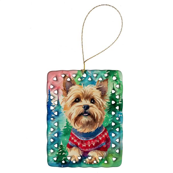 Yorkshire Terrier Yorkie Christmas Porcelain Ornament Christmas Tree Hanging Decorations For Home Christmas Holiday, Rectangle, Gift, Multicolor_maomaolike.com