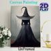 Witch Themed Painting Poster, Mysterious Dark-toned Witch Back View In Foggy Woods Poster, Builds Spooky Atmosphere, Ideal For Home And_maomaolike.com
