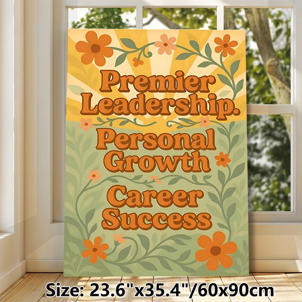 Motivational Leadership & Career Growth Painting Poster, Retro Floral Decorative Poster, Inspiring Positive Quote Art, Ideal For Office Workspace_maomaolike.com