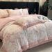 French Style Wide Edge Flannel Set Milk Thickened Coral Crystal Velvet Bed Fitted Sheet Duvet Cover Bedding_maomaolike.com