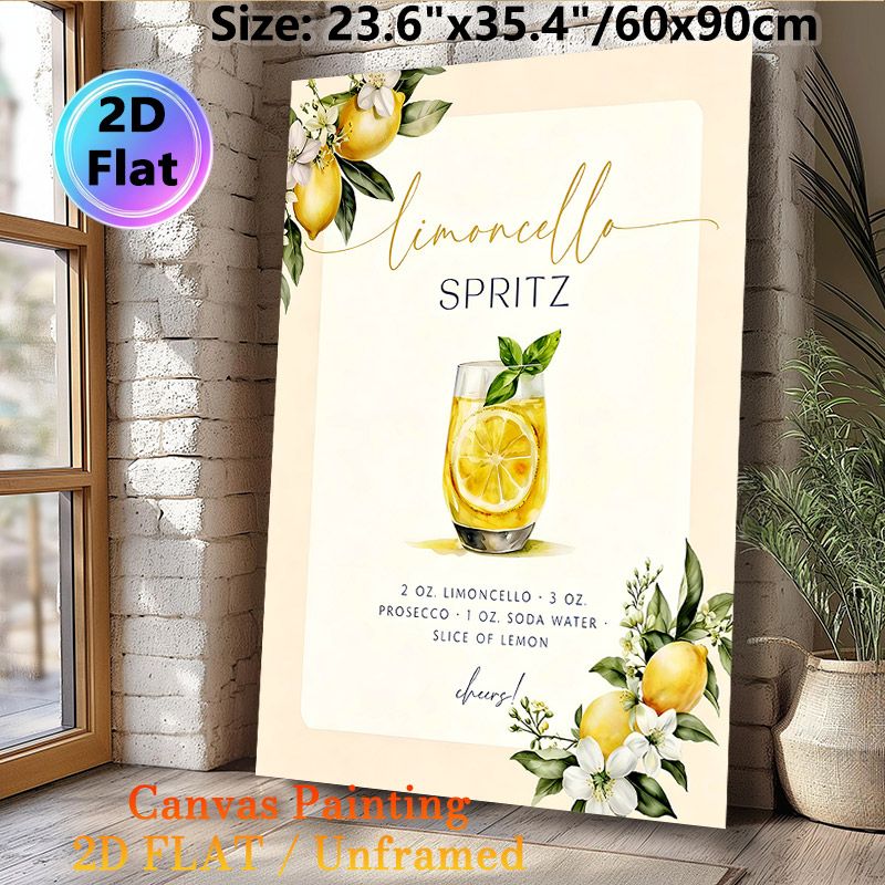 Limoncello Spritz Recipe Painting Poster, Delicate Watercolor-style Cocktail & Lemon Motif Poster, Practical Drink Recipe Display, Ideal For Home Bar_maomaolike.com