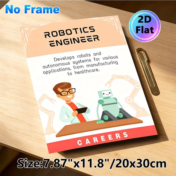 Robotics Engineer Career Painting Poster, Bright Cartoon-style Poster, Informative Design Explaining Robotics Engineering Roles, Ideal For Office And_maomaolike.com