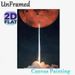 Mars & Rocket Launch Painting Poster, Dramatic Space Art Poster, Striking Rocket Launching Toward Red Mars Against Starry Sky, Ideal Decor For Home_maomaolike.com