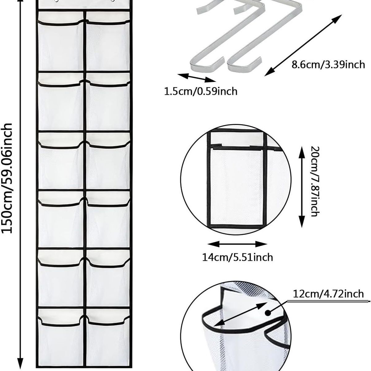 24 Grid Door Hanging Bag Storage Bag Storage Bag Shoes Storage Bag Multi-Layer Grid Storage Hanging Bag_maomaolike.com
