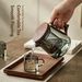 Smoked Glass Teapot With Walnut Wood Handle, Office Tea-water Separation Kettle, High-temperature Resistant High_maomaolike.com