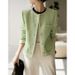 Women's Clothing Wool tweed autumn short candy green tops _maomaolike.com