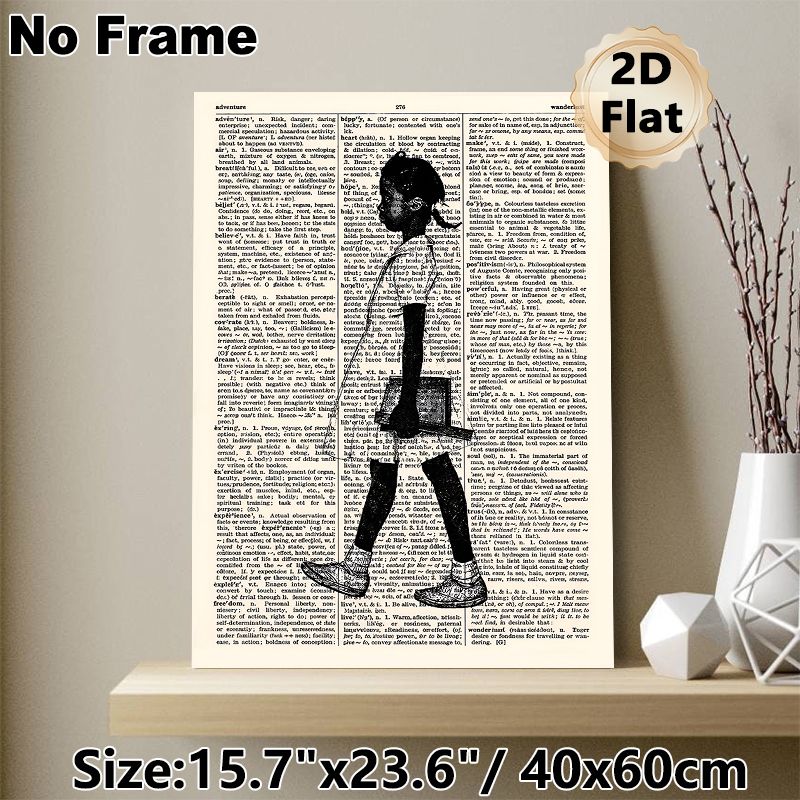 Vintage Schoolgirl Silhouette Painting Poster, Retro Newspaper-style Black & White Artistic Poster, Unique Literary-inspired Decor For Home, Study_maomaolike.com