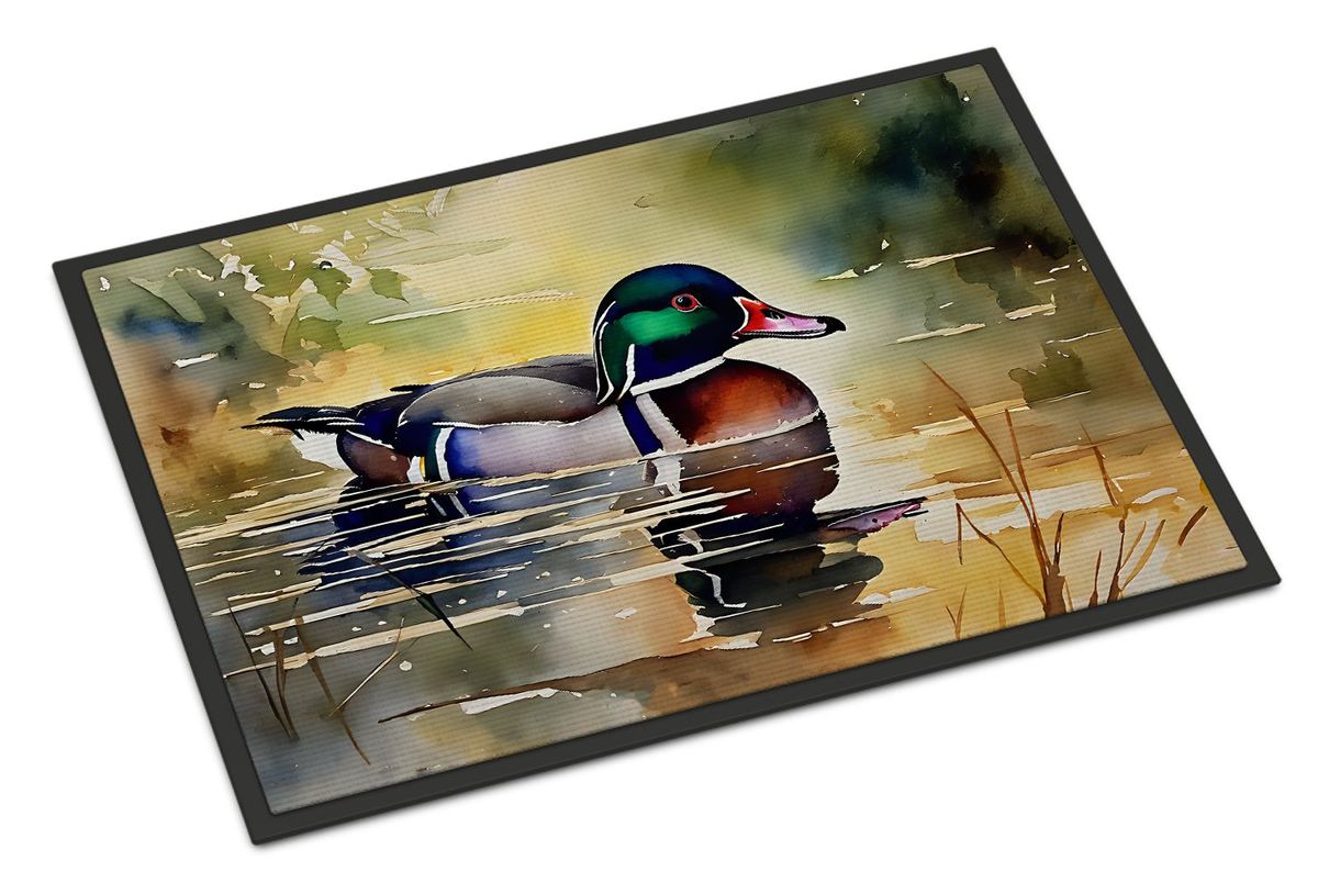 Wood Duck Doormat Front Door Mat Indoor Outdoor Rugs For Entryway, Non Slip Washable Low Pile, 24H X 36W_maomaolike.com
