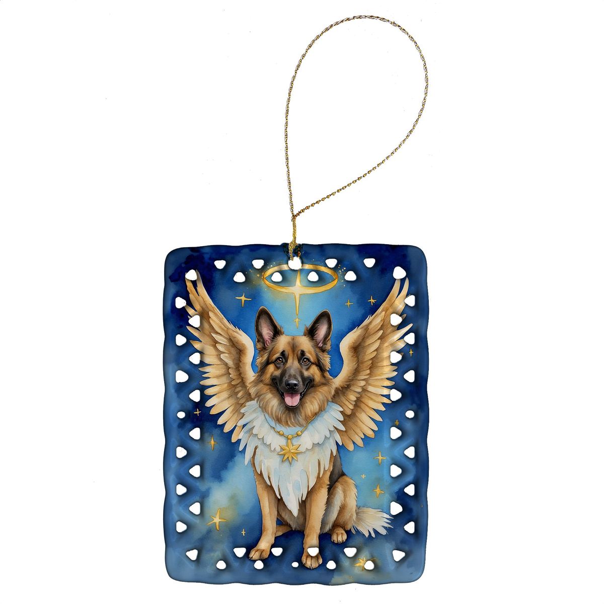 Belgian Tervuren My Angel Porcelain Ornament Christmas Tree Hanging Decorations For Home Christmas Holiday, Rectangle, Gift, Multicolor_maomaolike.com