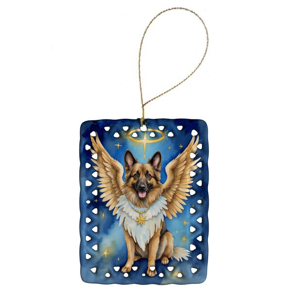 Belgian Tervuren My Angel Porcelain Ornament Christmas Tree Hanging Decorations For Home Christmas Holiday, Rectangle, Gift, Multicolor_maomaolike.com