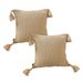 SOGA 2X 50CM Light Brown Pillow With Tassel Accents, Rizzy Transitional Cover Throw Pillow_maomaolike.com
