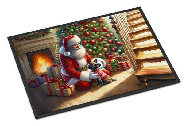 French Bulldog And Santa Claus Doormat Front Door Mat Indoor Outdoor Rugs For Entryway, Non Slip Washable Low Pile, 24H X 36W_maomaolike.com