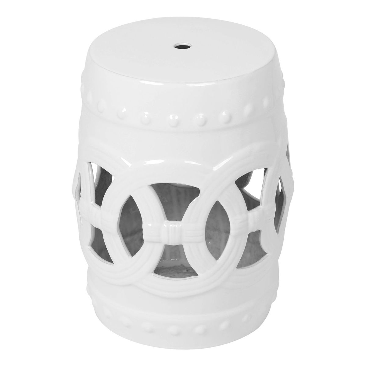16.75 Inch/17 Inch/17.25 Inch/17.75inch Drum Stool Ceramic Side Table Hollow White Cutwork Traditional Garden Stool Hollow Outdoor Side Table_maomaolike.com
