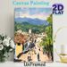 Hillside Mountain Village Painting Poster, Impressionist Style Bustling Town With Rolling Hills Poster, Warm Nostalgic Ambiance Suitable For Living_maomaolike.com