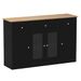 55 Inch Large Buffet Sideboard Kitchen Storage Cabinet With 3 Drawers 2 See-through Doors Adjustable Shelves Wine Bar Table_maomaolike.com