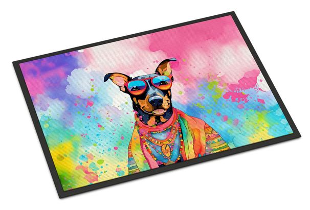 Doberman Pinscher Hippie Dawg Doormat Front Door Mat Indoor Outdoor Rugs For Entryway, Non Slip Washable Low Pile, 24H X 36W_maomaolike.com