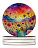 Colorful Scabiosa Large Sandstone Coasters Pack Of 4 Absorbent Round Coasters Decor Gifts For Men Or Women, 4 In, Multicolor_maomaolike.com