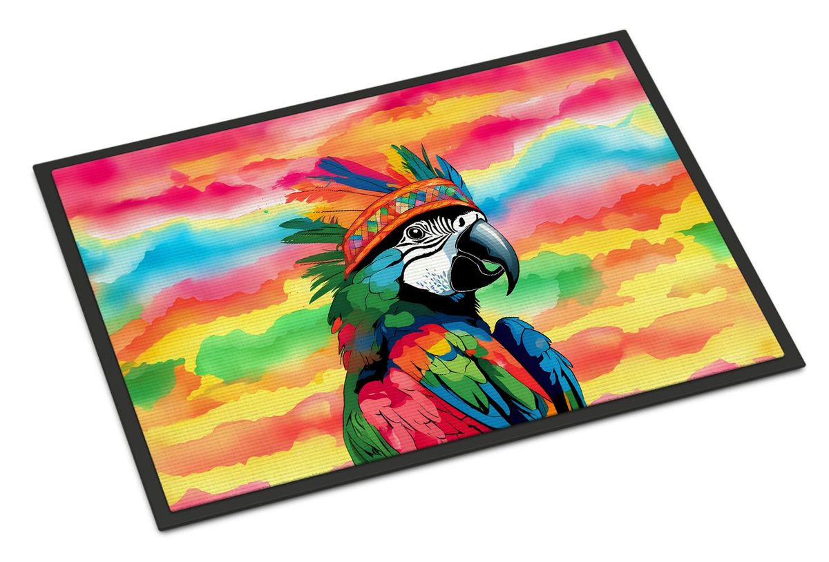 Hippie Animal Parrot Doormat Front Door Mat Indoor Outdoor Rugs For Entryway, Non Slip Washable Low Pile, 24H X 36W_maomaolike.com