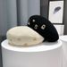 Hot Sale All-month Knitted Beret Hats for Women Diamonds Breathable Hollow Mesh Beanie Female Berets Versatile Artist Painter Hat_maomaolike.com