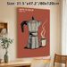 Italian Coffee Themed Painting Poster, Vintage Retro Moka Pot & Steaming Coffee Cup Poster, Cozy Coffee-inspired Decor Suitable For Kitchen, Coffee_maomaolike.com