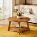 Round Coffee Table, 2-Tier Solid Wood Center Cocktail Accent Table_maomaolike.com