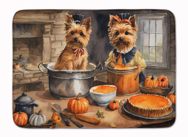 Norwich Terrier Fall Kitchen Pumpkins Memory Foam Kitchen Mat Machine Washable Anti-Fatigue Mat Cushion Comfort Bath Mat Or Kitchen Rug_maomaolike.com