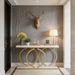 Console Table, Narrow Entryway Sofa Table With Geometric Metal Frame_maomaolike.com