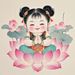 Chinese Style Fuwa Lotus Wealth-Attracting Child Self-Adhesive Sticker For Living Room Bedroom Entrance_maomaolike.com