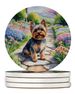 Yorkshire Terrier Spring Path Large Sandstone Coasters Pack Of 4 Absorbent Round Coasters Decor Gifts For Men Or Women, 4 In, Multicolor_maomaolike.com