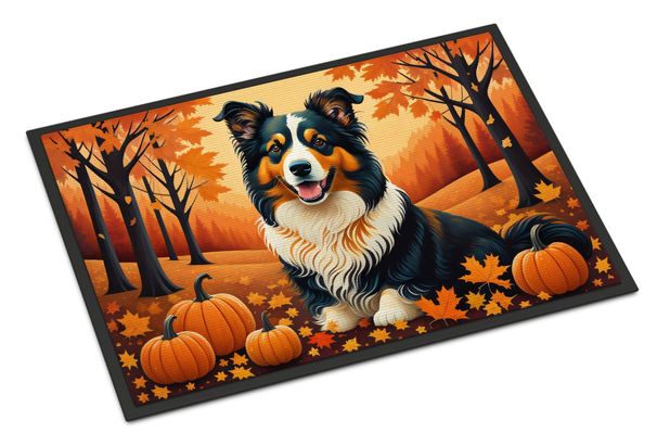 Collie Fall Doormat Front Door Mat Indoor Outdoor Rugs For Entryway, Non Slip Washable Low Pile, 24H X 36W_maomaolike.com