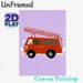 Fire Truck Themed Painting Poster, Cute Cartoon Style Red Fire Truck With Ladder Poster, Vibrant Playful Wall Decor Suitable For Living Room, Bedroom_maomaolike.com