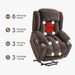 Power Lift Recliner Chair For Elderly, Recliner Chair With Massage & Heat, Electric Leather Lift Recliner Chair For Living Room With Side Pocket, USB & Type-C Charge Port, Dark Brown_maomaolike.com