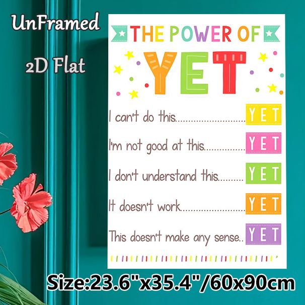 The Power Of Yet Motivational Painting Poster, Vibrant Colorful Typographic Poster, Inspiring Growth Mindset Decor Ideal For Office, Study Space_maomaolike.com