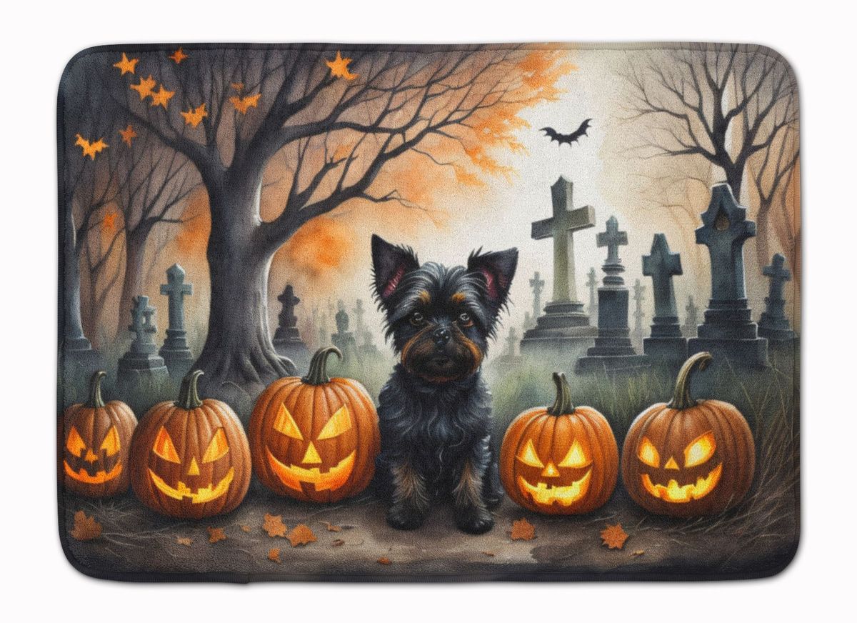 Affenpinscher Spooky Halloween Memory Foam Kitchen Mat Machine Washable Anti-Fatigue Mat Cushion Comfort Bath Mat Or Kitchen Rug_maomaolike.com