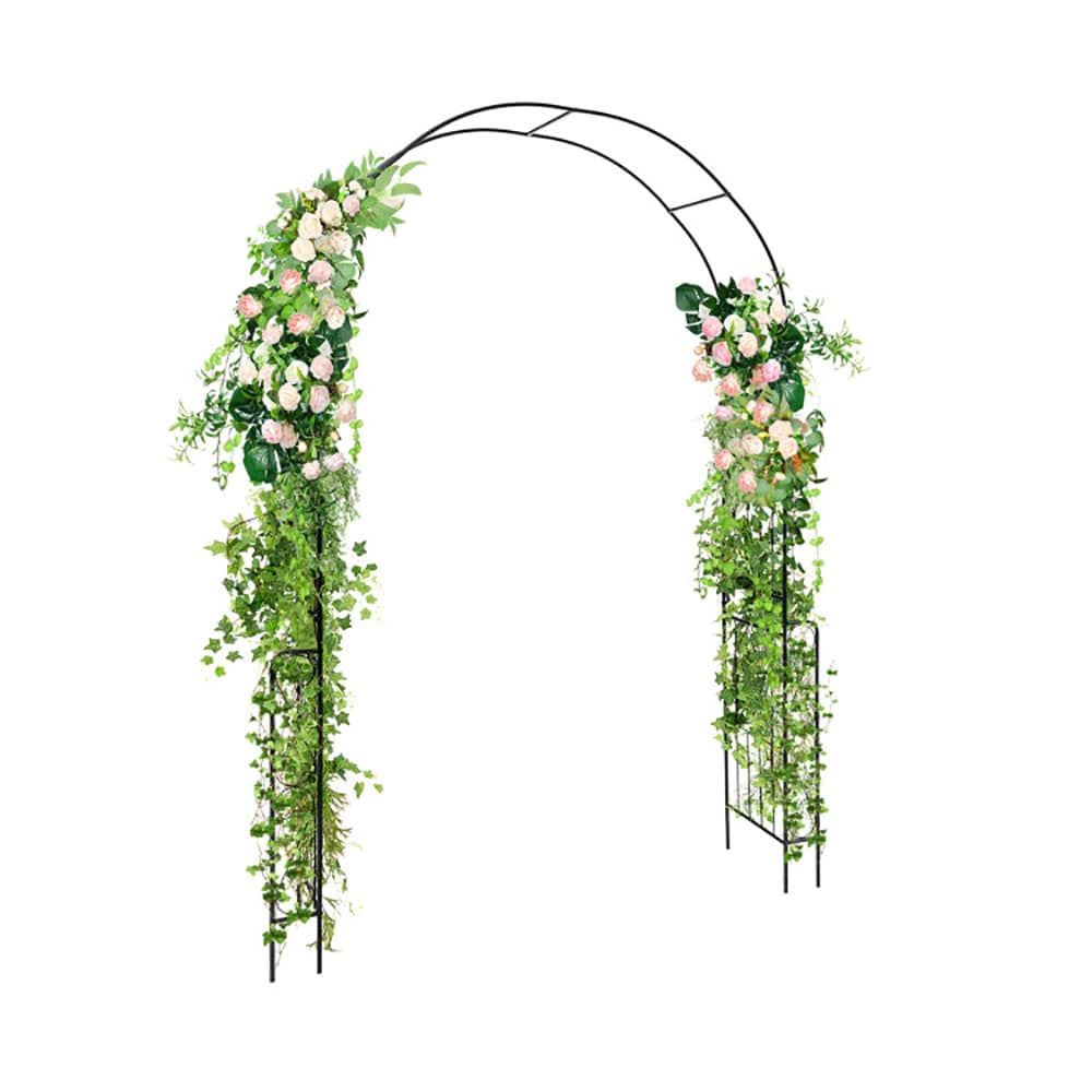7.9 Feet Metal Garden Arch Backdrop Stand With Fence For Climbing Plants_maomaolike.com