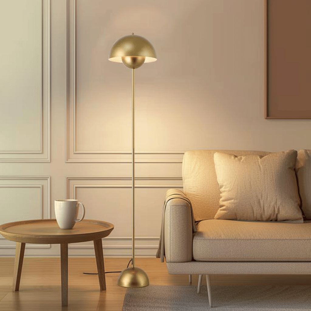 Golden Dome Floor Lamp, Minimalist Modern Floor Lights, For Bedroom, Living Room, Office_maomaolike.com