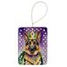 German Shepherd King Of Mardi Gras Porcelain Ornament Christmas Tree Hanging Decorations For Home Christmas Holiday, Rectangle, Gift, Multicolor_maomaolike.com