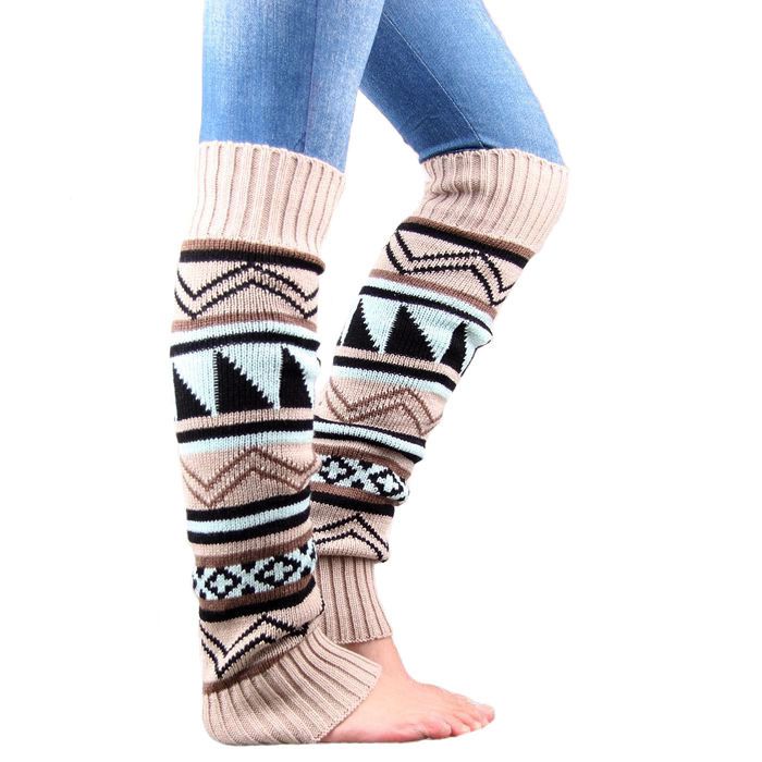 Women's mid-length knitted boots with color matching leg sets_maomaolike.com