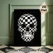 Checkered Skull Painting Poster, Sleek Black & White Checkered Pattern Skull Poster, Unique Artistic Decor Ideal For Living Room, Studio Or_maomaolike.com