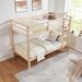 Twin Over Twin Bunk Bed With Thick Posts,Wooden Bunk Bed With High Guardrail And Ladder For Kids, Teens, Dorm Rooms, And Guest Rooms,No Box Spring Needed,Natural_maomaolike.com