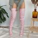 Autumn And Winter Solid Color Hollow Mesh Long Tube Over The Knee Pile Socks Women's Knitted Socks_maomaolike.com